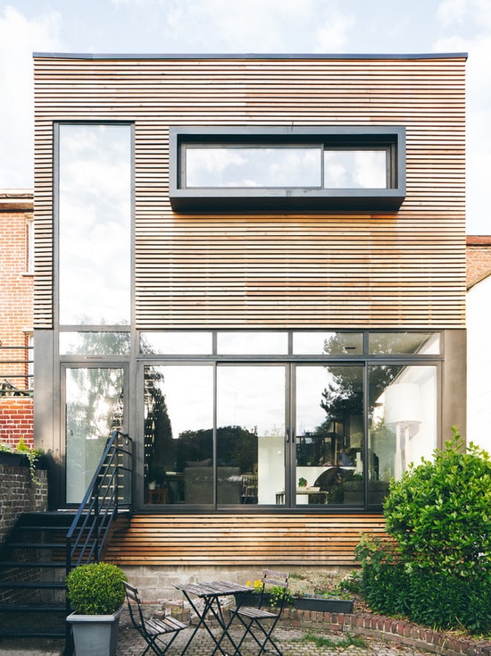 Extension maison avec bardage bois