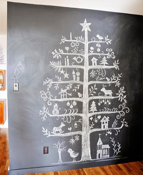 Arbre de noël dessiné à la craie