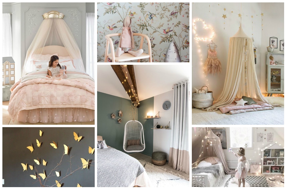 chambre-princesse-decoration-lumieres-papier-peint-papillons-ciel-de-lit
